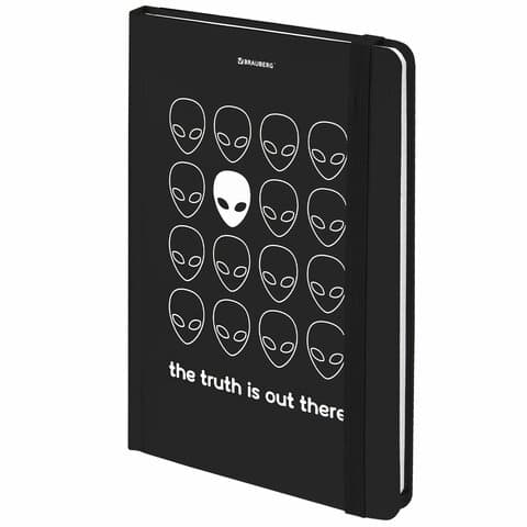 Блокнот с резинкой в клетку 96 л., А5, 145х203 мм, твердая обложка, BRAUBERG, "Aliens", 113722