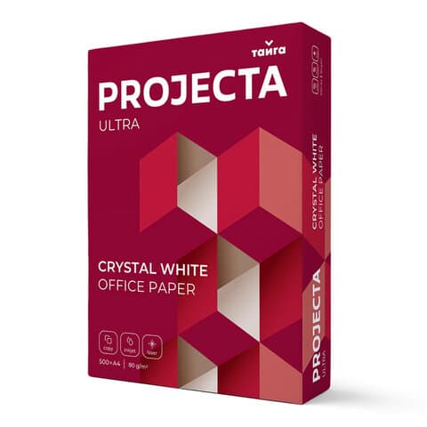 Бумага офисная А4, 80 г/м2, 500 л., марка А, PROJECTA ULTRA, Россия, 162% (CIE)