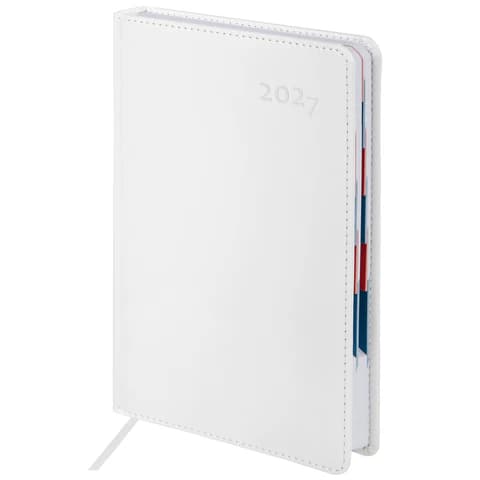 Ежедневник датированный 2027, А5, 148х218 мм, GALANT "White", под кожу, белый, 118080