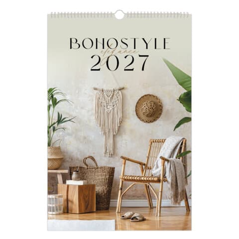 Календарь на гребне с ригелем 2027 г., 30х45 см, BRAUBERG, "Бохо", 118376