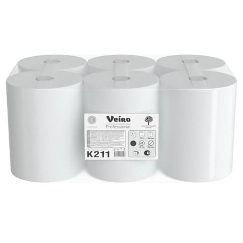 Полотенца бумажные рулонные 150 м, VEIRO Professional (H1) COMFORT, 1-слойные, КОМПЛЕКТ 6 рулонов, K211