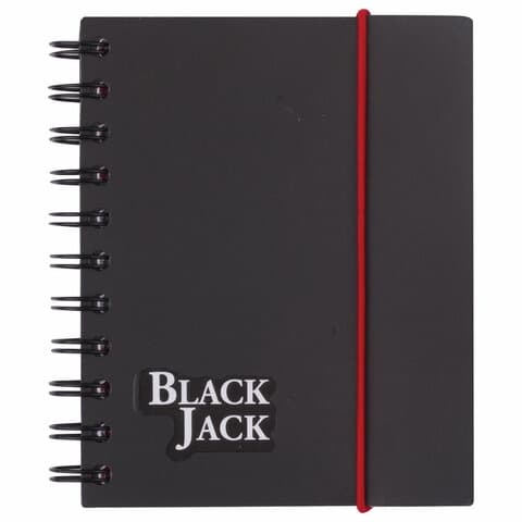 Блокнот МАЛЫЙ ФОРМАТ А6, 105х148 мм, 150 л., гребень, пластик, клетка, BRAUBERG, "Black Jack", 125388