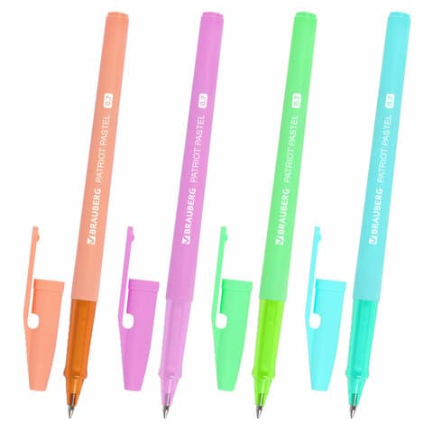 Ручка шариковая РОССИЯ "PATRIOT PASTEL", СИНЯЯ, корпус ассорти, 0,7 мм, линия письма 0,35 мм, BRAUBERG, 143967