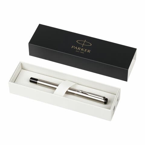 Ручка перьевая PARKER "Vector Stainless Steel", корпус серебристый, детали из нержавеющей стали, синяя, S0029690