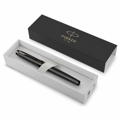 Ручка перьевая PARKER "IM Professionals Monochrome Titanium", темно-серый лак, сталь, синяя, 2172959