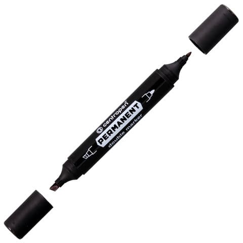 Маркер перманентный двусторонний CENTROPEN 1666, ЧЕРНЫЙ, круглый/скошенный, 1/1-4 мм, 616660112