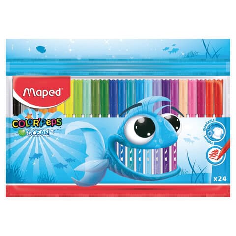 Фломастеры MAPED (Франция) "Color'Peps Ocean", 24 цвета, смываемые, вентилируемый колпачок, 845722