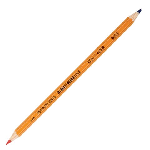 Карандаш двухцветный КРАСНО-СИНИЙ, KOH-I-NOOR, 1 шт., шестигранный, грифель 3,2 мм, натуральное дерево, 3433, 34330EG013KS