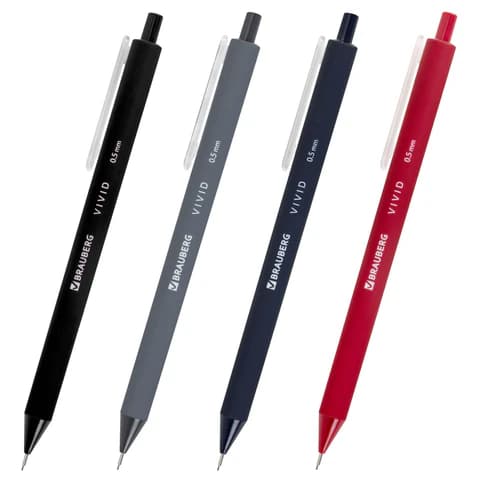 Карандаш механический 0,5 мм BRAUBERG "VIVID", корпус soft-touch ассорти, 182063