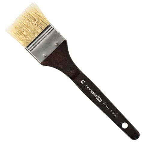 Кисть художественная профессиональная BRAUBERG ART CLASSIC, щетина, флейц, № 50, короткая ручка, 200746