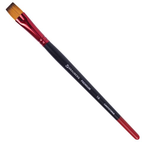 Кисть синтетика, плоская № 10, BRAUBERG PREMIUM, 201019