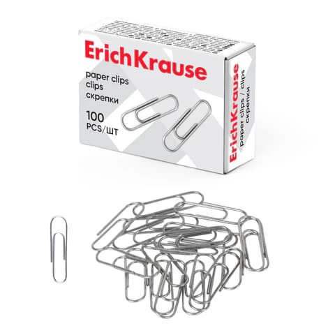 Скрепки ERICH KRAUSE, 28 мм, оцинкованные, 100 штук, в картонной коробке, 7855