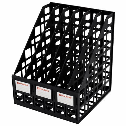 Лоток вертикальный для бумаг BRAUBERG "ULTRA", 240 мм, 6 отделений, сетчатый, сборный, черный, 238251