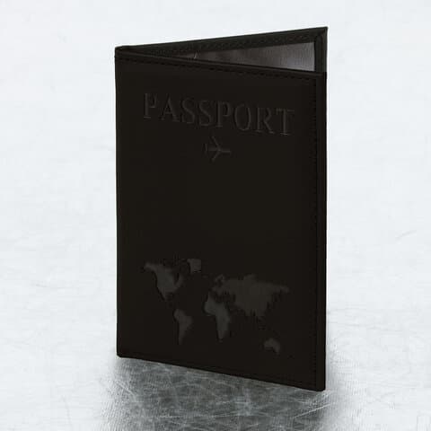 Обложка для паспорта "Passport map", экокожа soft-touch, черная, STAFF, 238760