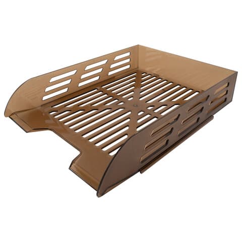 Лоток горизонтальный для бумаг BRAUBERG ECO, 330х245х65 мм, сетчатый, дымчатый, 239012
