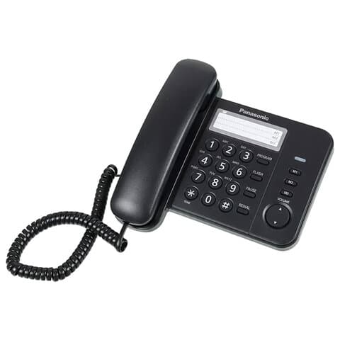 Телефон PANASONIC KX-TS2352RUB, черный, память 3 номера, повторный набор, тональный / импульсный режим, индикатор вызова