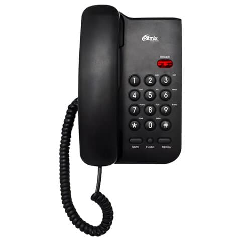 Телефон RITMIX RT-311 black, световая индикация звонка, тональный / импульсный режим, повтор, черный, 80002231