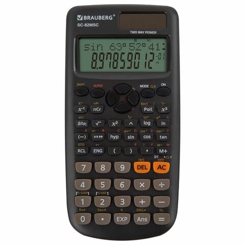 Калькулятор инженерный BRAUBERG SC-82MSС (165х84 мм), 240 функций, 10+2 разрядов, двойное питание, 271722