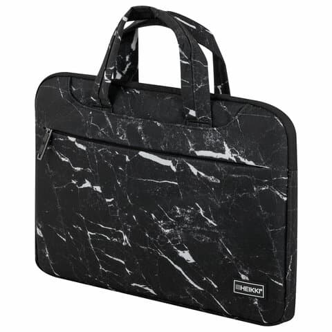Сумка портфель HEIKKI STYLE (ХЕЙКИ) с отделением для ноутбука 13-14", 3 кармана, черная, 26х36х3 см, 272606