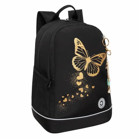 Рюкзак GRIZZLY школьный, анатомическая спинка, 2 отделения, для девочек, "GOLDEN BUTTERFLY", 38х28х18 см, RG-463-5/1