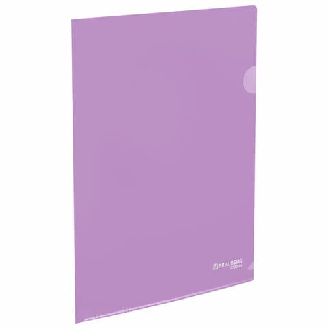 Папка-уголок жесткая, непрозрачная, А4, цвет лиловый, 0,15 мм, BRAUBERG PASTEL, 272890
