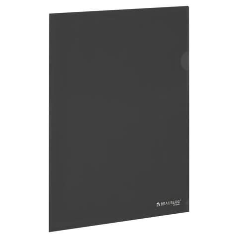 Папка-уголок прозрачная А4 BRAUBERG UNIVERSAL, черная, 0,10 мм, со штрихкодом, 273046