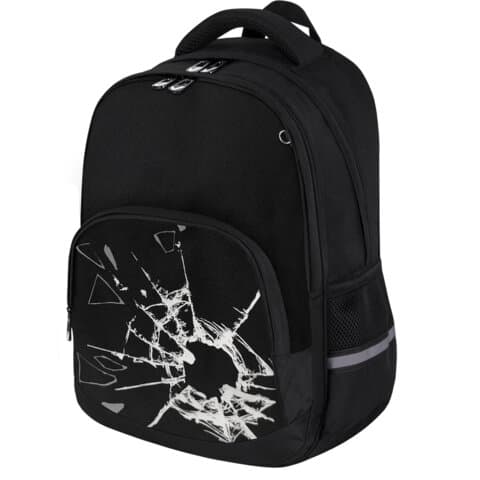 Рюкзак BRAUBERG SOFT, 2 отделения, 3 кармана, "Осколки", СВЕТЯЩИЙСЯ, 40х31х15 см, 274402