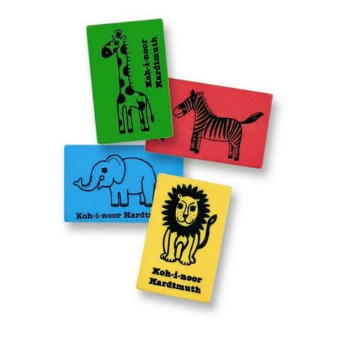 Ластик KOH-I-NOOR "Animals", 35,5х23х8 мм, ассорти, мягкий, прямоугольный, 6200006001KK