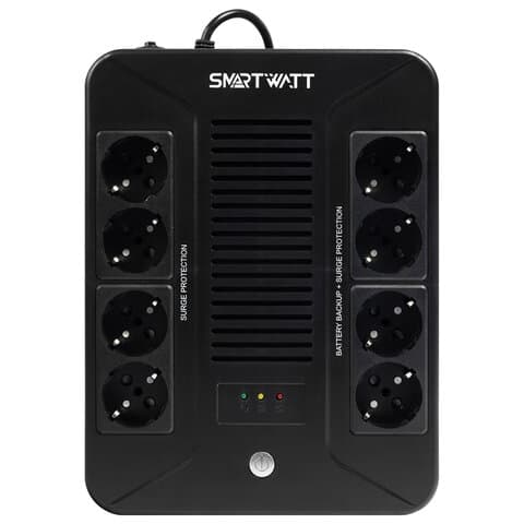 Источник бесперебойного питания SMARTWATT UPS SAFE PRO 1050, 1050 ВА (630 Вт), 8 розеток, 3703020270006