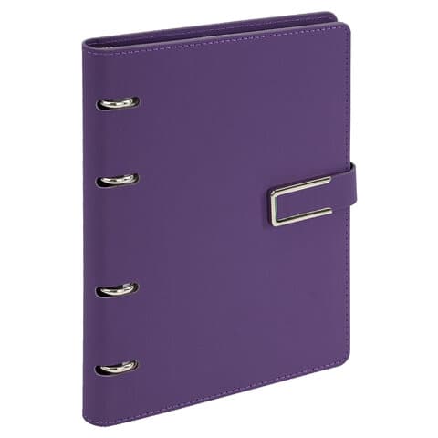 Тетрадь на кольцах А5, 180х220 мм, 120 л., под кожу soft-touch, застежка, BRAUBERG SHADE, фиолетовый, 405247
