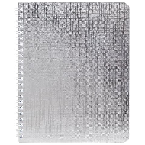 Тетрадь бумвинил А5 96 л., гребень, офсет №1, клетка, СЕРЕБРО, "Metallic", HATBER, 058964, 96Т5бвВ1гр