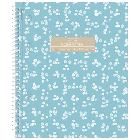 Тетрадь А5, 120 л., HATBER, спираль, клетка, Soft-touch ламинация, 3 разделителя, "Floral", 094225, 120Тр5лВ1сп_357