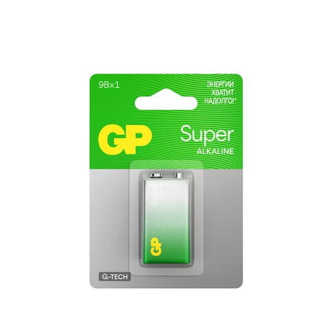 Батарейка 1 шт., GP Super G-Tech, Крона (6LR61, 6LF22, 1604A), алкалиновая, блистер, 1604A-5CR1, 1604A-BC1