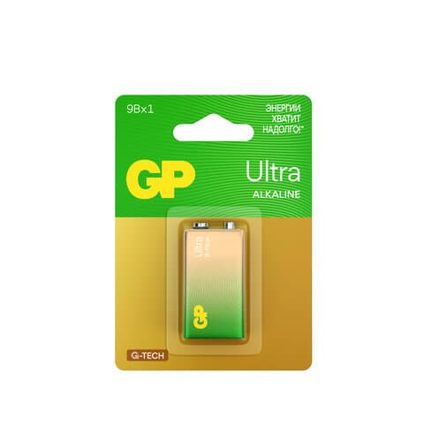 Батарейка 1 шт., GP Ultra G-Tech, Крона (6LR61, 6LF22, 1604A), алкалиновая, блистер, 1604AU-5CR1