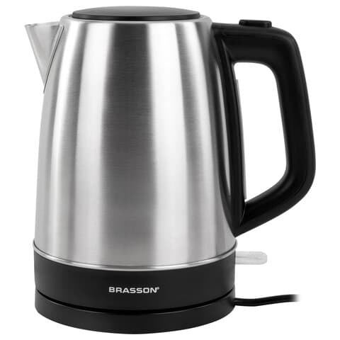 Чайник BRASSON (БРАССОН) KT-040, 1,7 л, 2200 Вт, индикатор уровня воды, сталь, черный, 455192