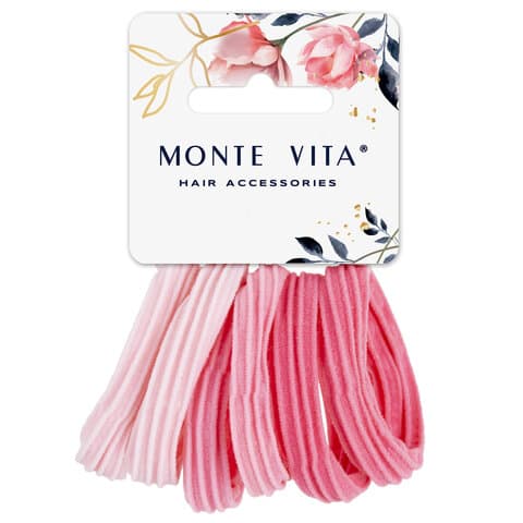 Резинки для волос НАБОР 6 шт., мягкие, большие, оттенки розового, MONTE VITA (МОНТЕ ВИТА), 457051