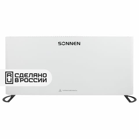 Обогреватель-конвектор SONNEN ONYX-2000.1, 2000 Вт, Х-образный нагревательный элемент, белый, сделано в России, 457630