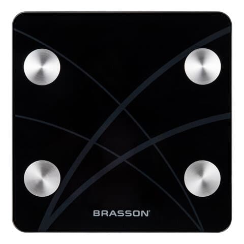 Весы напольные диагностические BRASSON (БРАССОН) FS-33D, 30x30 см, до 180 кг, 15 параметров, стекло, черные, 458447