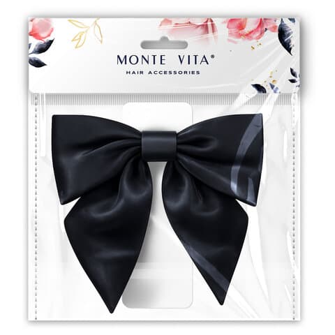 Бант для волос 17х7,5х15 см на заколке, черный, MONTE VITA (МОНТЕ ВИТА), 458837
