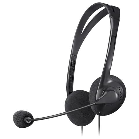 Наушники с микрофоном (гарнитура) DEFENDER AURA-102, проводные, 1,55 м, с оголовьем, черные, 63102