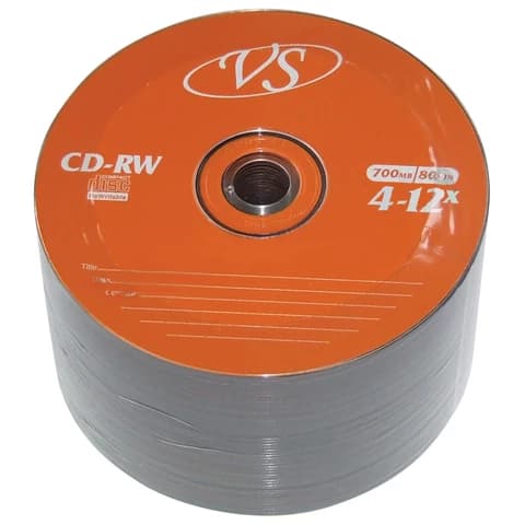 Диск CD-RW VS 700 Mb 4-12x Bulk (термоусадка без шпиля), КОМПЛЕКТ 50 шт., VSCDRWB5001