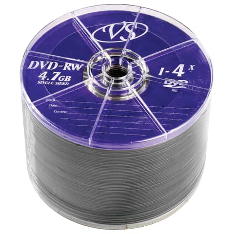 Диск DVD-RW VS 4,7 Gb 4x Bulk (термоусадка без шпиля), КОМПЛЕКТ 50 шт., VSDVDRWB5001