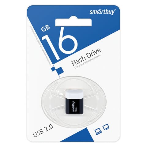 Флеш-диск 16 GB, SMARTBUY Lara, USB 2.0, черный, SB16GBLARA-K