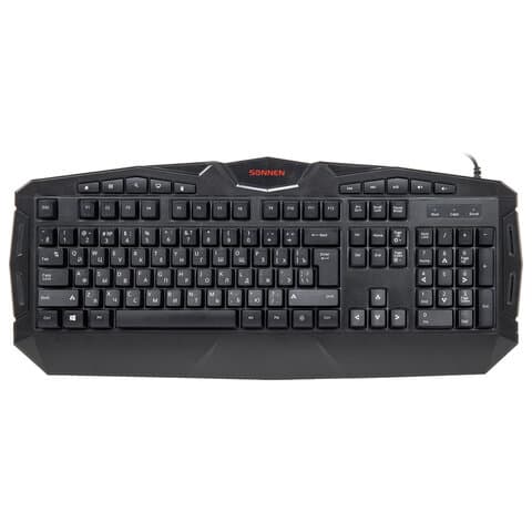 Клавиатура проводная игровая SONNEN Q9M, USB, 114 клавиш, РАДУЖНАЯ LED-подсветка, черная, 513511