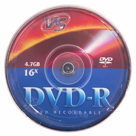 Диск DVD-R VS, 4,7 Гб, 16x, Cake Box (упаковка на шпиле), КОМПЛЕКТ 50 шт., VSDVDRCB5001