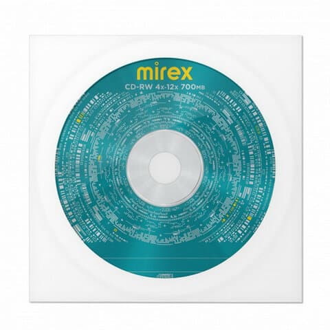 Диск CD-RW MIREX, 700 Мб, 4-12x, бумажный конверт, 1 штука, UL121002A8C