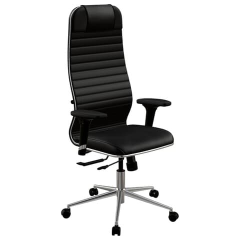 Кресло МЕТТА "ErgoLife" 10 B1-117D, хром, синхромеханизм, 2D-подлокотники, экокожа, черное