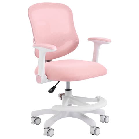 Кресло детское с подставкой для ног BRABIX KIDS "MG-215", сетка/ткань TW, розовое, 533311