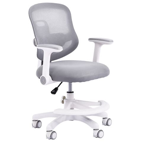 Кресло детское с подставкой для ног BRABIX KIDS "MG-215", сетка/ткань TW, серое, 533313