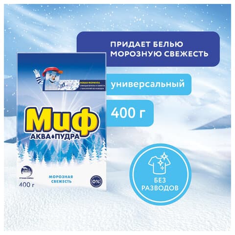 Стиральный порошок для ручной стирки 400 г, МИФ, "Морозная свежесть"